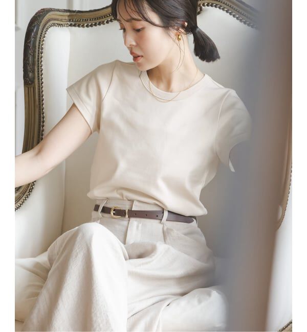 NOBLE「《追加予約・WEB限定カラー》スビンコットンスムースコンパクトTシャツ2」|Tシャツ・カットソー|ベージュ