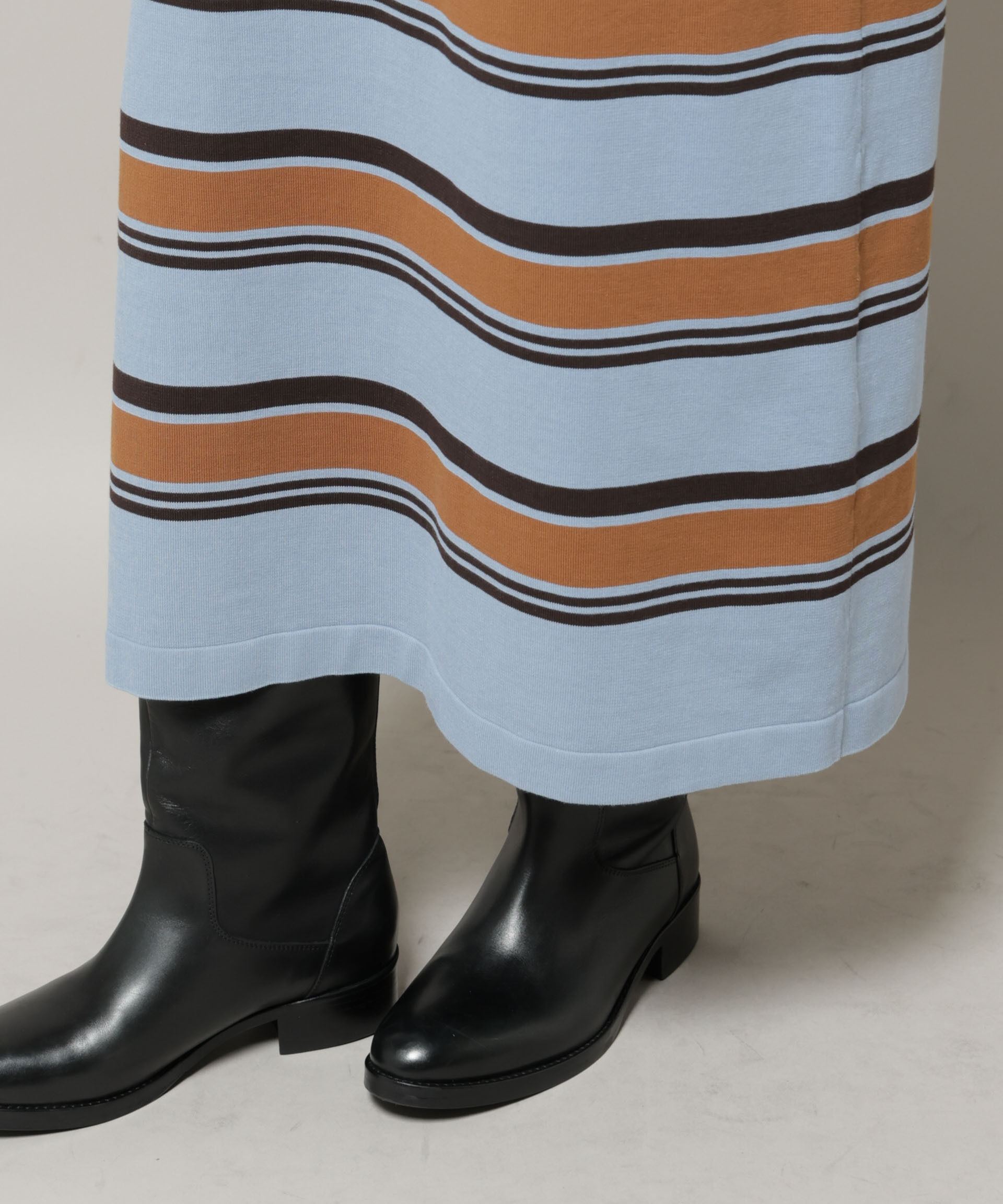 nano･universe「コットンボーダーレース編みポロニットワンピース」|ワンピース|