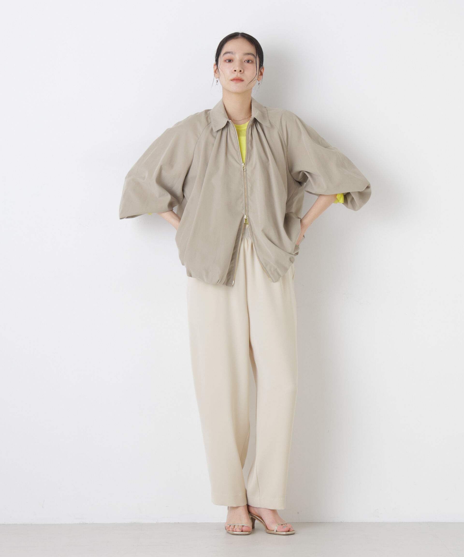 nano･universe「ライトスエードギャザーバルーンブルゾン」|ブルゾン・スタジャン|