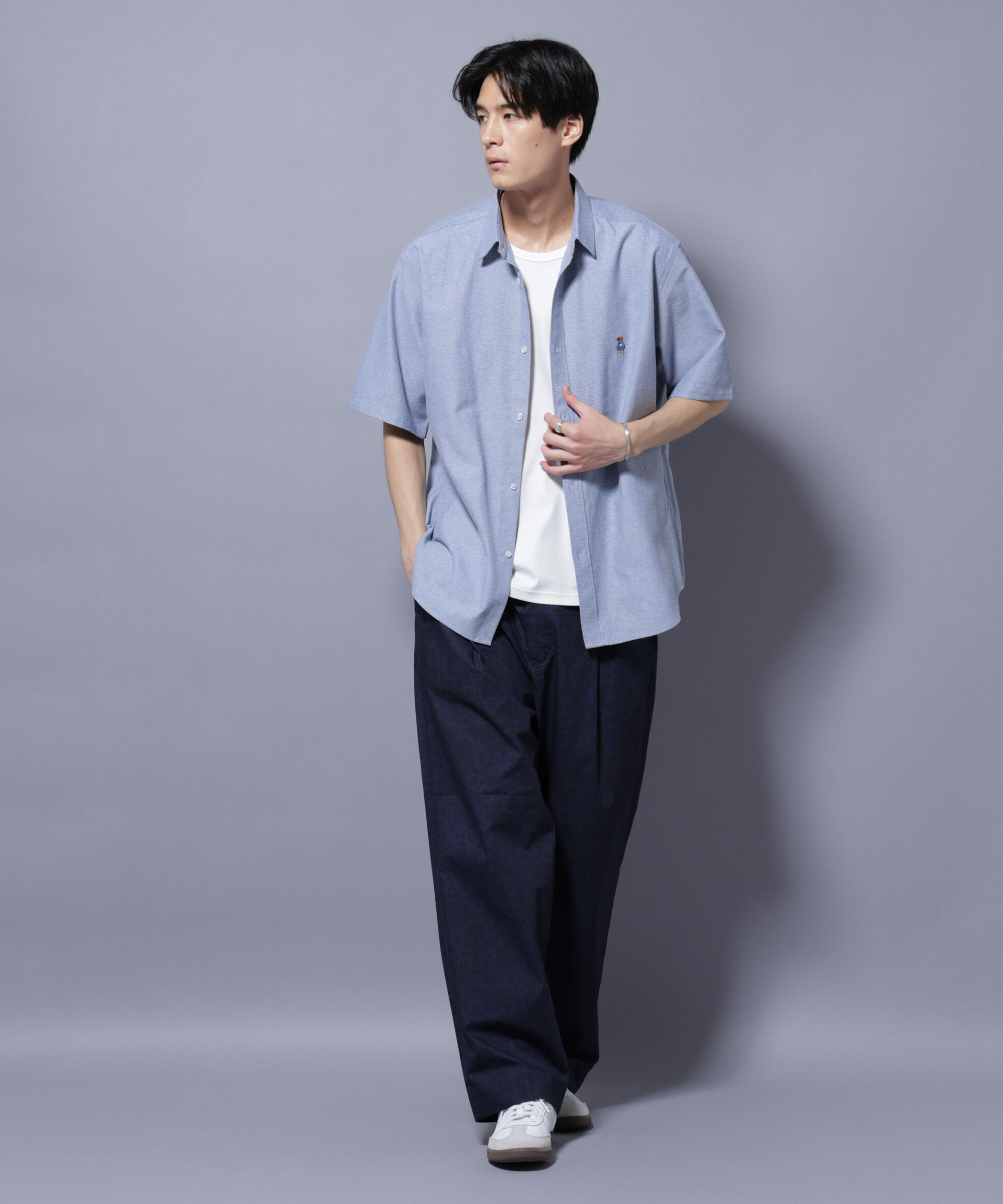 nano･universe「ナノベアワンポイントシャツ半袖」|シャツ・ブラウス|