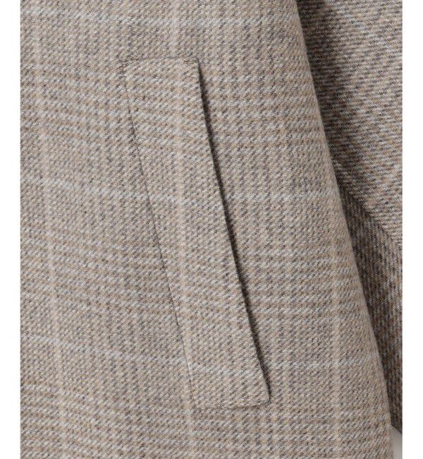 自由区「【カタログ掲載】ウールリバーチェック柄ノーカラー コート」|ノーカラーコート|