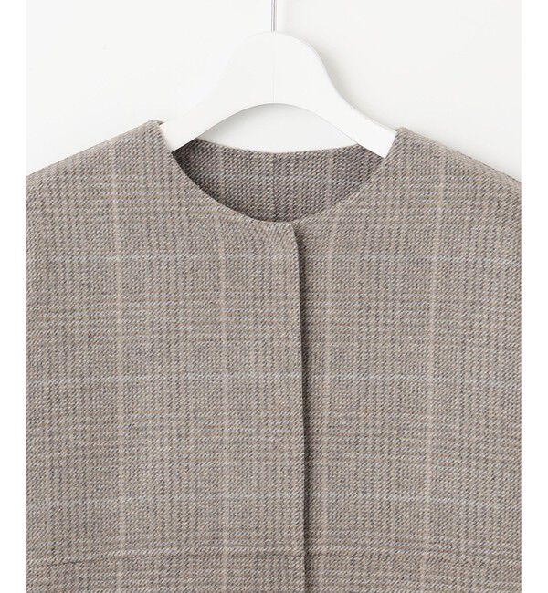 自由区「【カタログ掲載】ウールリバーチェック柄ノーカラー コート」|ノーカラーコート|