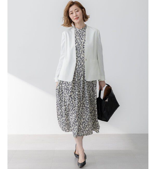 23区「【洗える】シャドーリーフプリント ワンピース」|ワンピース|