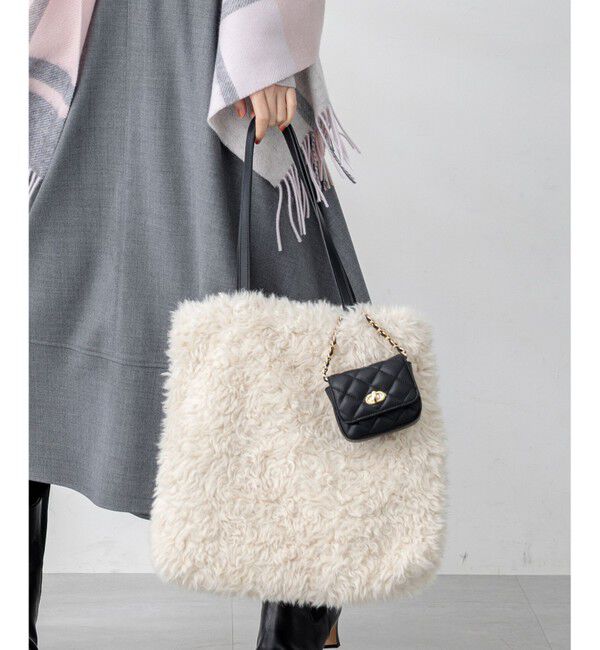 23区「フェイクファー トートバッグ」|トートバッグ|アイボリー系