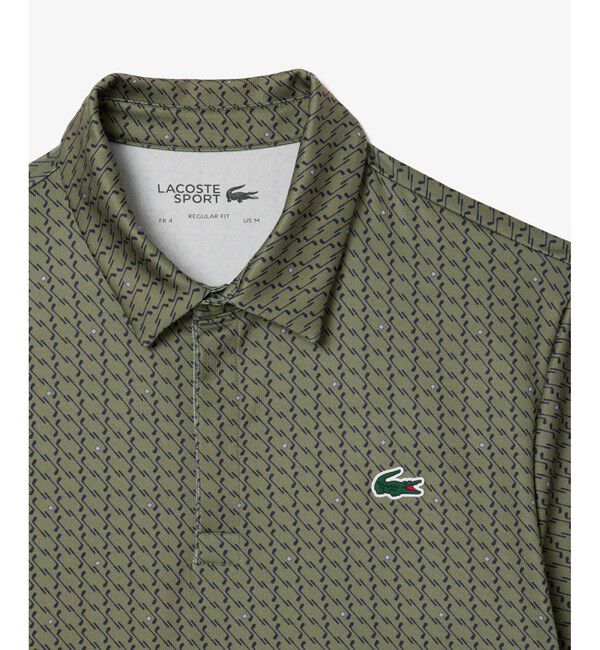 LACOSTE「UVカット ミニマム総柄プリント 比翼仕立て ウルトラドライ ゴルフポロシャツ」|ポロシャツ|
