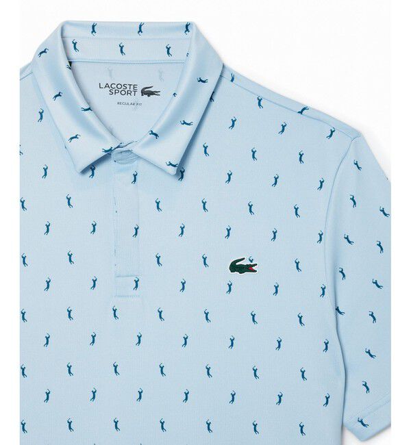 LACOSTE「UVカット ミニマム総柄プリント 比翼仕立て ウルトラドライ ゴルフポロシャツ」|ポロシャツ|