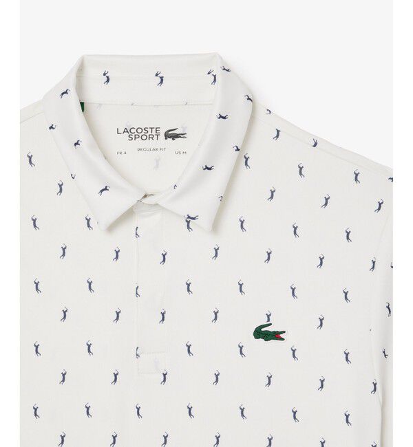 LACOSTE「UVカット ミニマム総柄プリント 比翼仕立て ウルトラドライ ゴルフポロシャツ」|ポロシャツ|