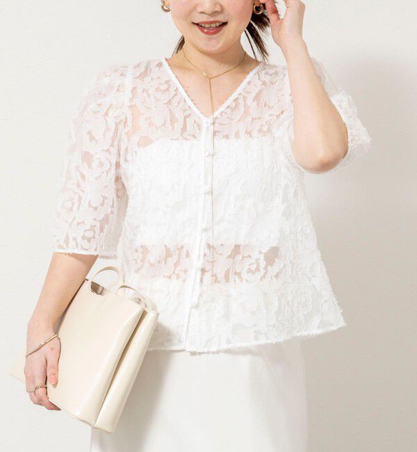 NOLLEY'S sophi「ウォッシャブルワッシャーオーガンジーカットジャガードブラウス」|シャツ・ブラウス|