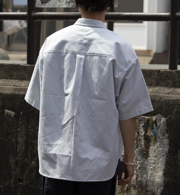 GLOSTER「【GLOSTER/グロスター】オーバーサイズ オックスボタンダウン ストライプシャツ 半袖」|シャツ・ブラウス|