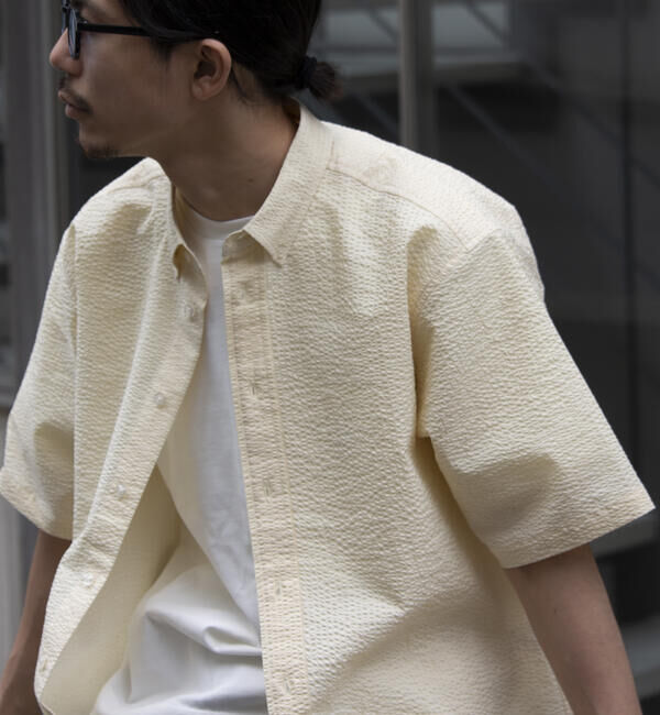 GLOSTER「【GLOSTER/グロスター】シアサッカー ボタンダウン半袖シャツ」|シャツ・ブラウス|