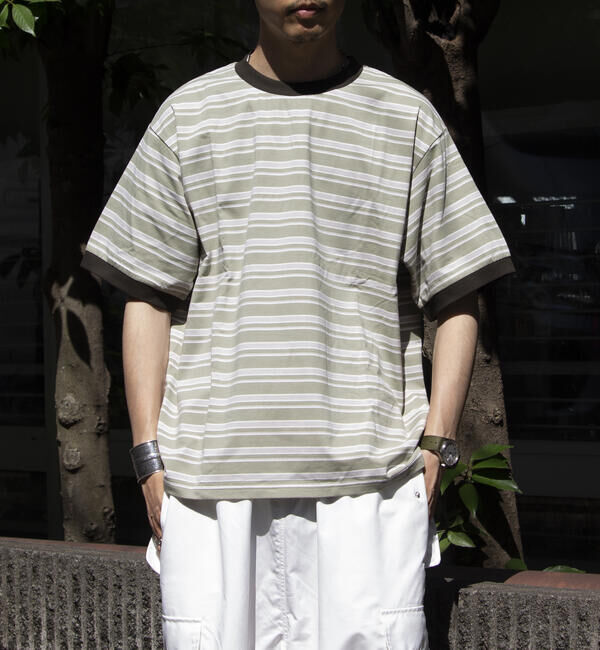 GLOSTER「【GLOSTER/グロスター】マルチボーダー リンガーTシャツ」|Tシャツ・カットソー|