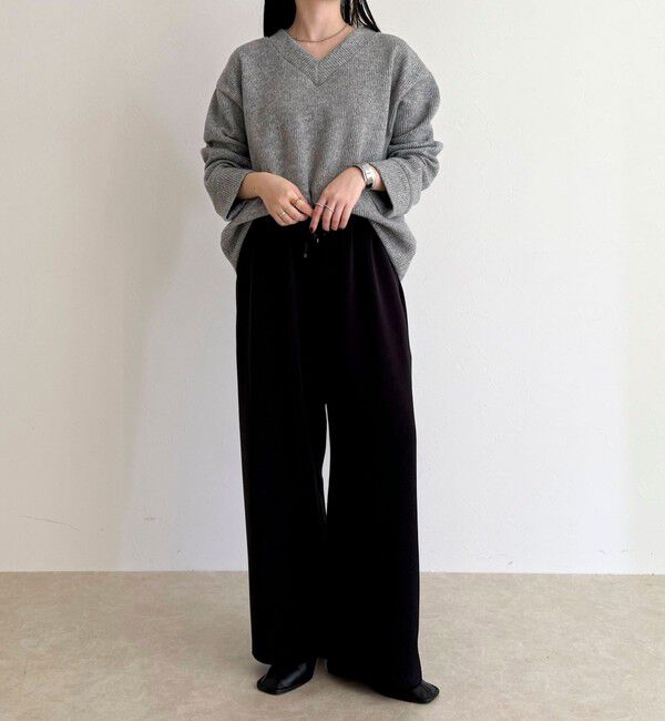 fredy emue「リブ見えニットソーVネックプルオーバー」|Tシャツ・カットソー|