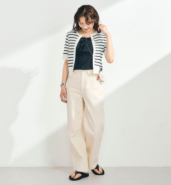 fredy emue「【毎年大人気！/完売必須】FR刺しゅうケーブル柄半袖カーディガン」|カーディガン|