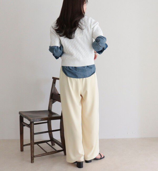 fredy emue「【大人気シリーズの新型登場！】FR刺しゅうケーブル柄半袖ポロ衿プルオーバーニット」|ニット・セーター|