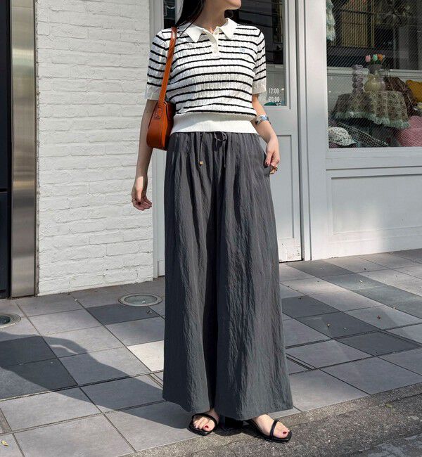 fredy emue「【大人気シリーズの新型登場！】FR刺しゅうケーブル柄半袖ポロ衿プルオーバーニット」|ニット・セーター|