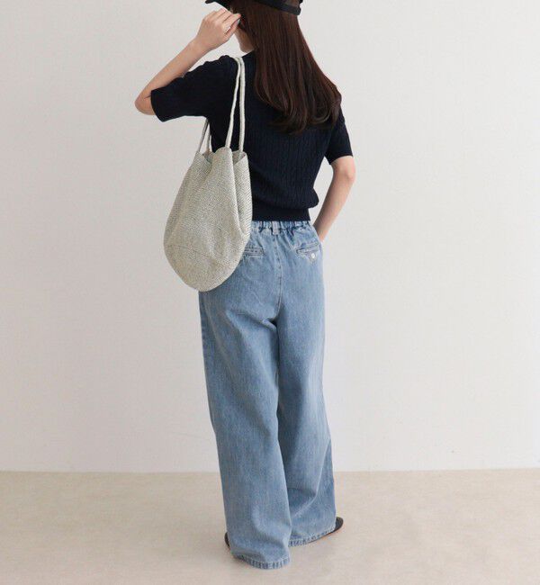 fredy emue「【大人気シリーズの新型登場！】FR刺しゅうケーブル柄半袖ポロ衿プルオーバーニット」|ニット・セーター|