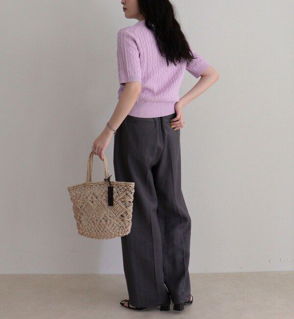 fredy emue「【大人気シリーズの新型登場！】FR刺しゅうケーブル柄半袖ポロ衿プルオーバーニット」|ニット・セーター|