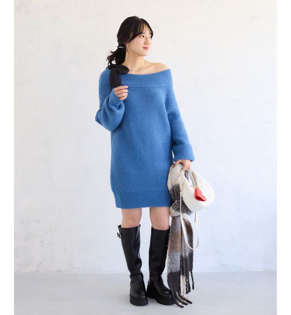 VIS「肩リボンミニ丈ニットワンピース/2WAY」|ワンピース|