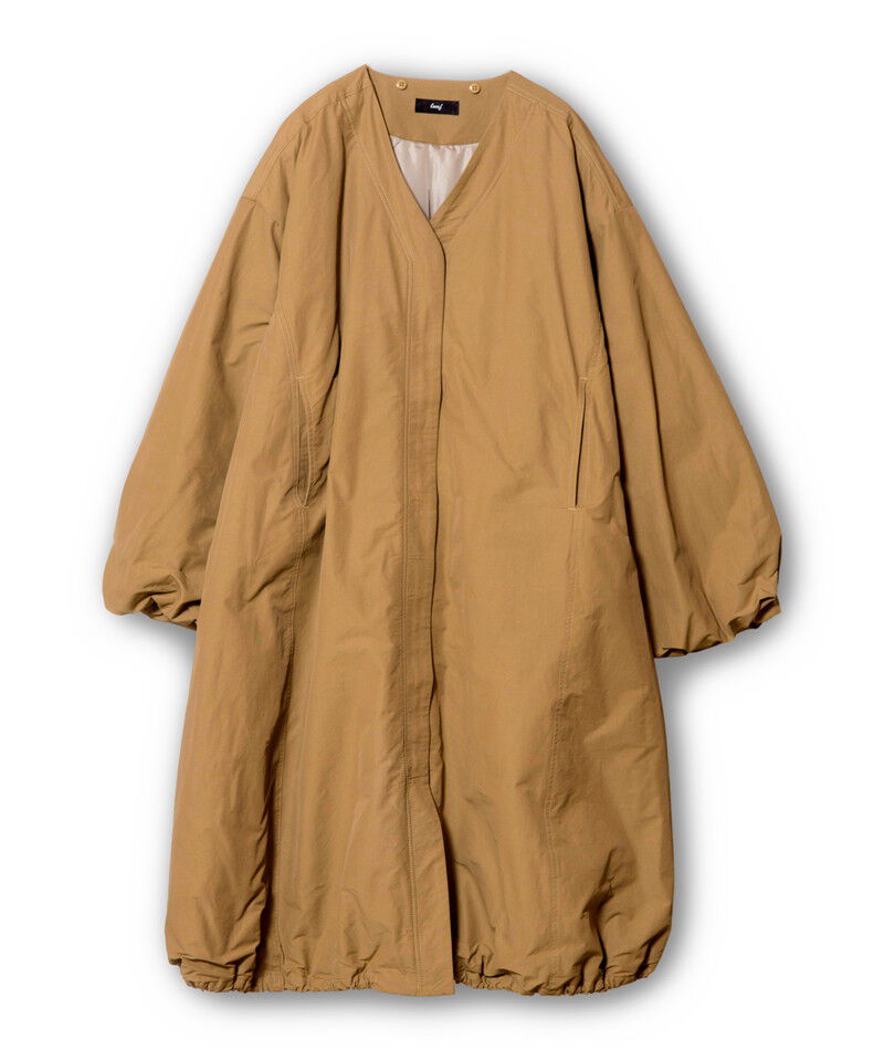  「フーデッドバルーンコート」|ノーカラーコート|