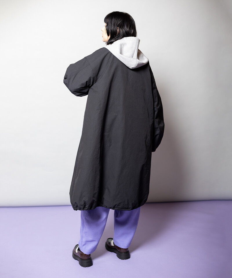  「フーデッドバルーンコート」|ノーカラーコート|