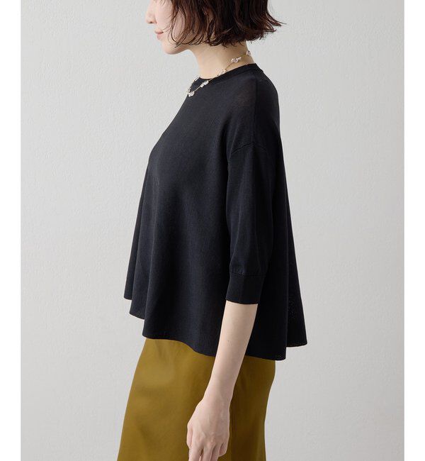 Drawing Numbers「【Drawing Numbers】クルーハーフスリーブ裾ラウンドニット」|ニット・セーター|