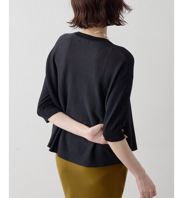 Drawing Numbers「【Drawing Numbers】クルーハーフスリーブ裾ラウンドニット」|ニット・セーター|