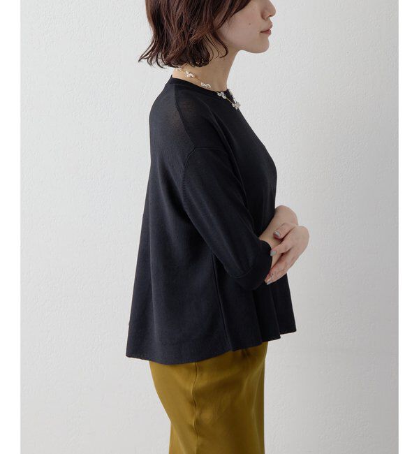 Drawing Numbers「【Drawing Numbers】クルーハーフスリーブ裾ラウンドニット」|ニット・セーター|