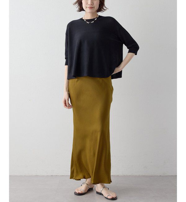 Drawing Numbers「【Drawing Numbers】クルーハーフスリーブ裾ラウンドニット」|ニット・セーター|