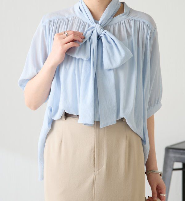  「強撚2WAYシアーボウタブラウス」|シャツ・ブラウス|