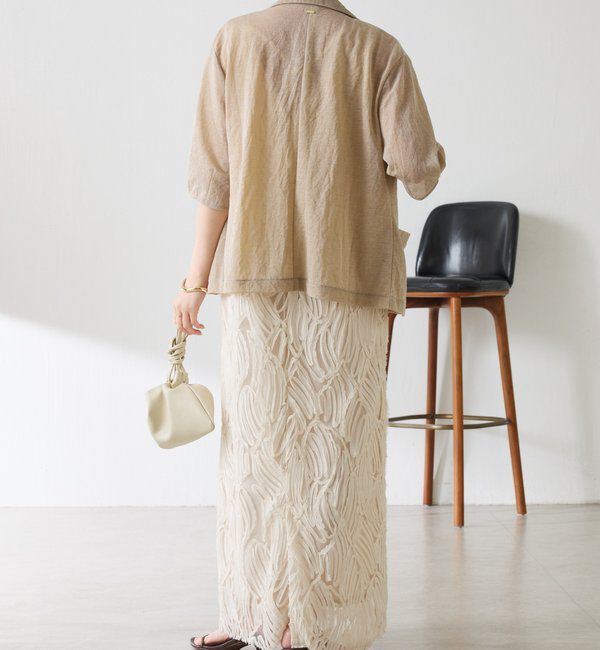  「【冷房/紫外線対策/カットソー生地】シアーハーフスリーブカットジャケット」|Tシャツ・カットソー|