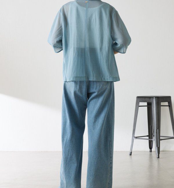  「【冷房/紫外線対策/カットソー生地】シアーハーフスリーブカットジャケット」|Tシャツ・カットソー|