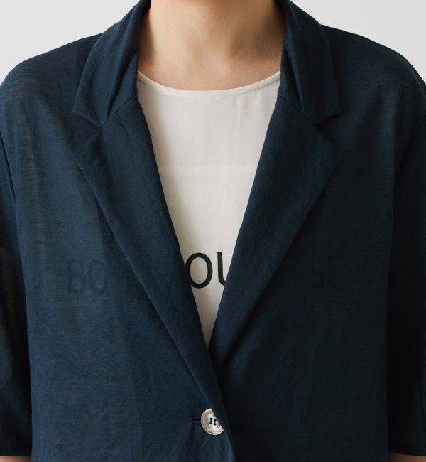  「【冷房/紫外線対策/カットソー生地】シアーハーフスリーブカットジャケット」|Tシャツ・カットソー|