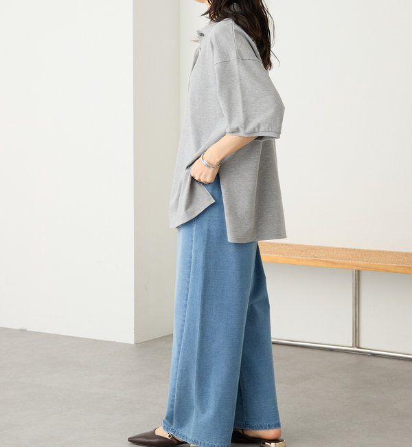 「予約【A・MONN(アモン)】フェイクデニムイージーパンツ」|デニム|
