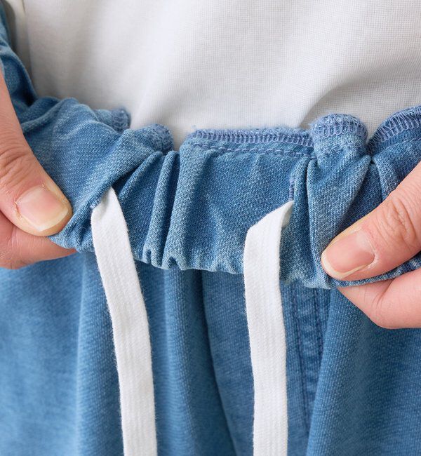  「予約【A・MONN(アモン)】フェイクデニムイージーパンツ」|デニム|