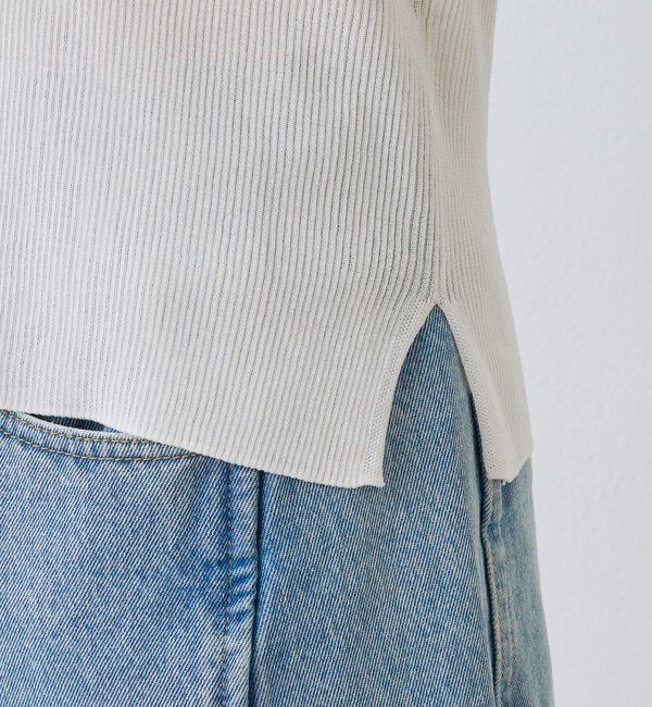  「【アンサンブル対応可】コットンUネックリブニット」|ニット・セーター|