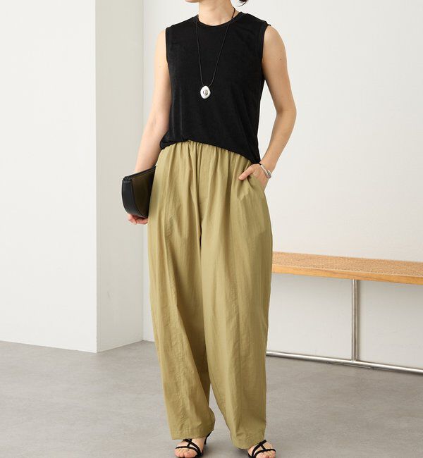  「予約【接触冷感/撥水/花粉ガード】ギャザーバレルパンツ」|チノ|