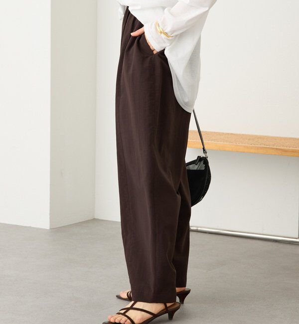  「予約【接触冷感/撥水/花粉ガード】ギャザーバレルパンツ」|チノ|ブラウン