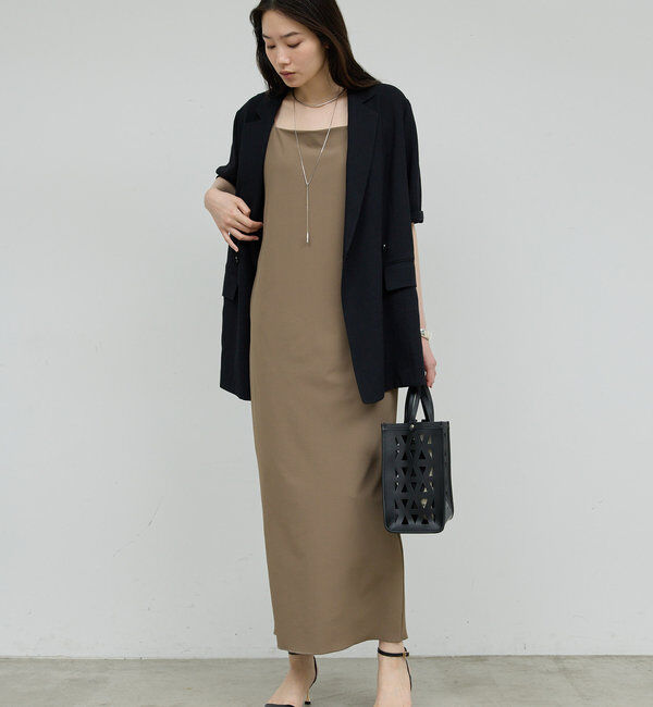  「【3サイズ展開】ストレッチマキシキャミワンピース」|ワンピース|