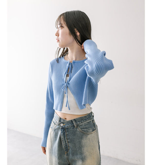  「【5色展開】ラメリボンカーディガン」|カーディガン|