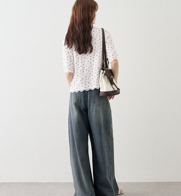  「半袖ギャザーリブカーディガン」|Tシャツ・カットソー|