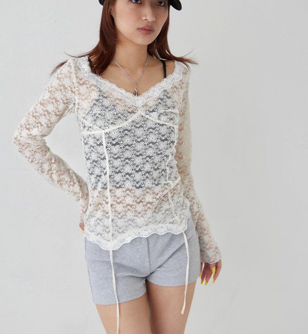  「レースガータートップス」|Tシャツ・カットソー|