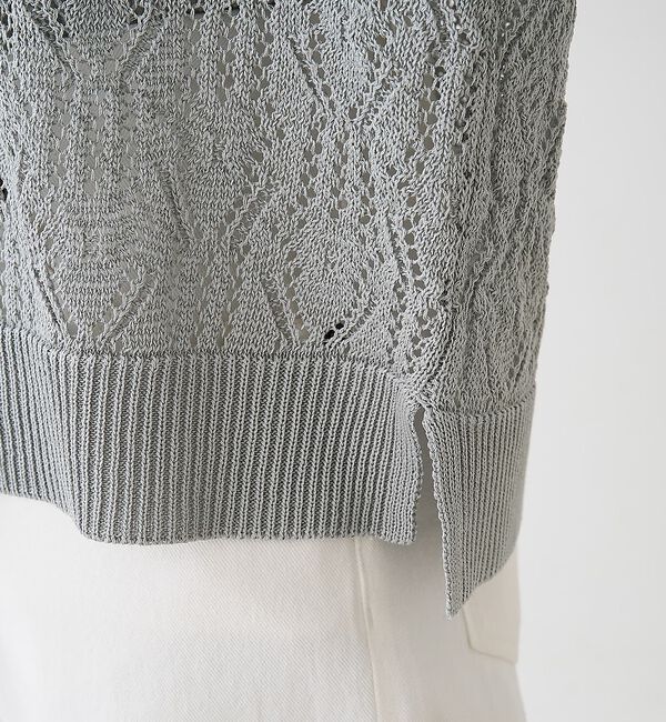 collex「レーシー柄ニットポロ／透かし編み・サマーニット【予約】」|ニット・セーター|