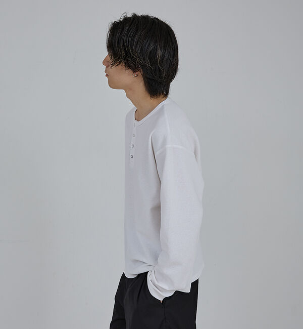 ABAHOUSE「【AH ABAHOUSE】モダン カノコ スナップ ヘンリーネック ロングスリー」|Tシャツ・カットソー|