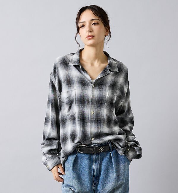 ABAHOUSE「【TOWNCRAFT/タウンクラフト】オンブレチェックシャツ/ユニセックス」|シャツ・ブラウス|グレー系その他1
