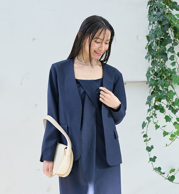 Rouge vif「【一部店舗限定】【2点セット】シングルジャケット&times;キャミワンピSET」|ノーカラージャケット|