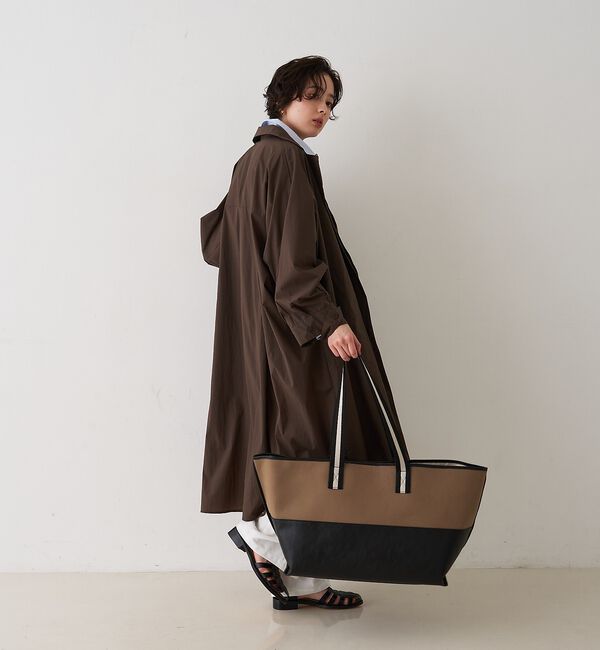 Rouge vif「【CHIMERE/シメール】キャンバス&times;合皮ワイドビックトート」|トートバッグ|