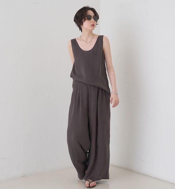 Rouge vif「キュプラフィブリルUネックノースリーブブラウス/ジレ【予約】」|シャツ・ブラウス|