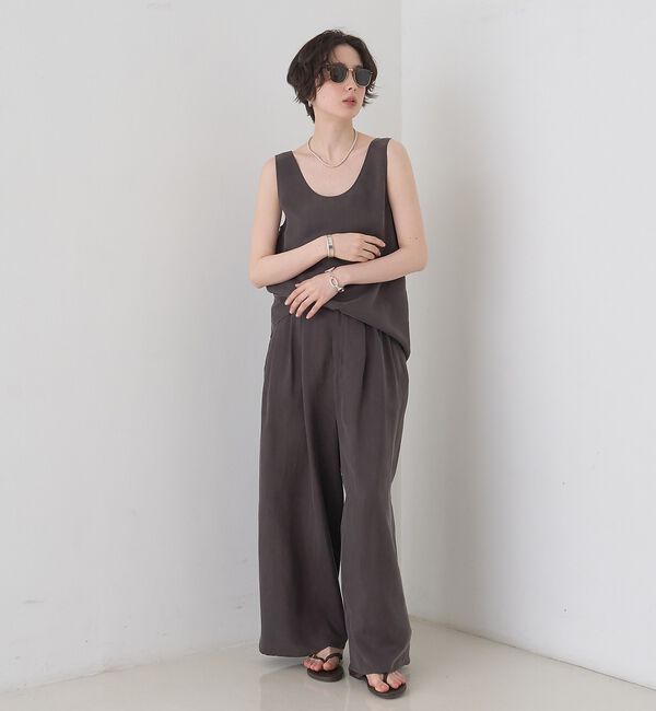 Rouge vif「キュプラフィブリルUネックノースリーブブラウス/ジレ【予約】」|シャツ・ブラウス|