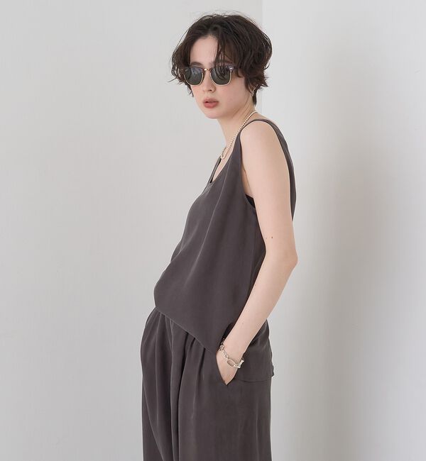 Rouge vif「キュプラフィブリルUネックノースリーブブラウス/ジレ【予約】」|シャツ・ブラウス|