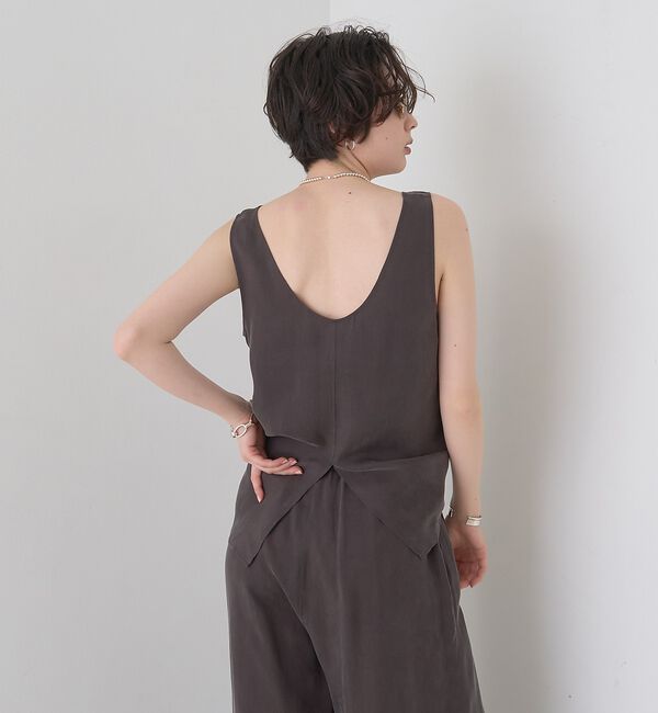 Rouge vif「キュプラフィブリルUネックノースリーブブラウス/ジレ【予約】」|シャツ・ブラウス|